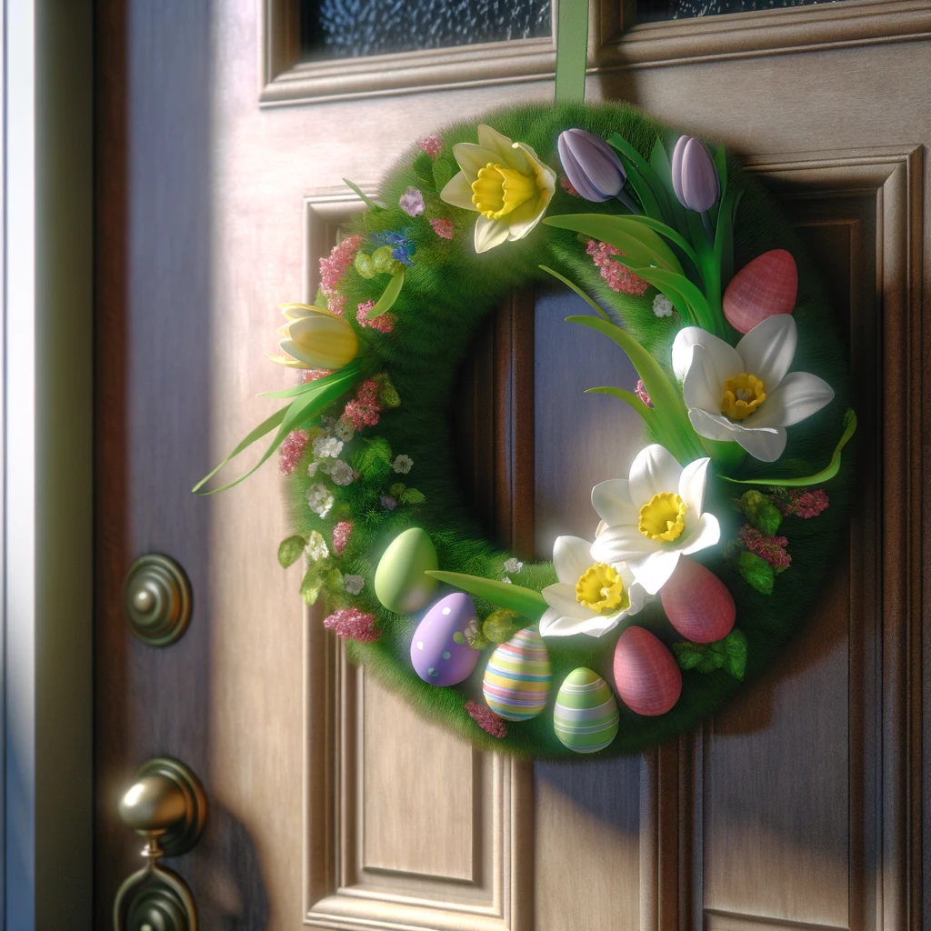 Easter wreath on a door